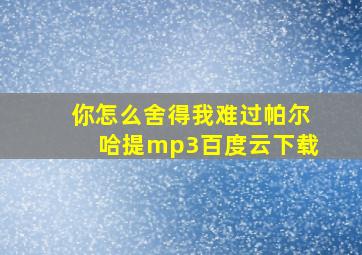 你怎么舍得我难过帕尔哈提mp3百度云下载