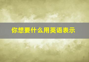 你想要什么用英语表示