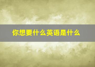 你想要什么英语是什么