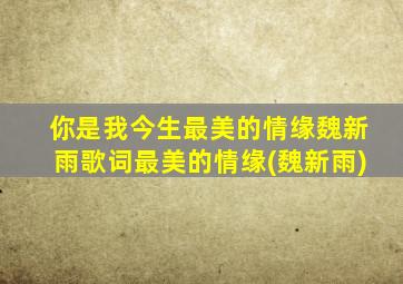 你是我今生最美的情缘魏新雨歌词最美的情缘(魏新雨)