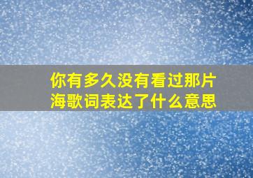 你有多久没有看过那片海歌词表达了什么意思