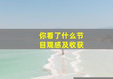 你看了什么节目观感及收获