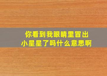 你看到我眼睛里冒出小星星了吗什么意思啊