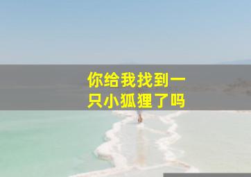 你给我找到一只小狐狸了吗