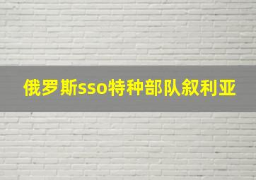 俄罗斯sso特种部队叙利亚