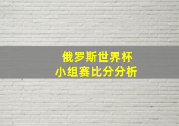 俄罗斯世界杯小组赛比分分析