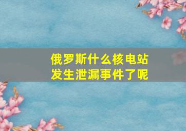 俄罗斯什么核电站发生泄漏事件了呢