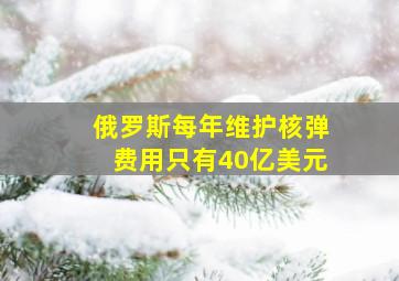 俄罗斯每年维护核弹费用只有40亿美元