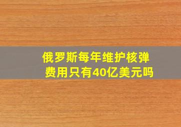 俄罗斯每年维护核弹费用只有40亿美元吗