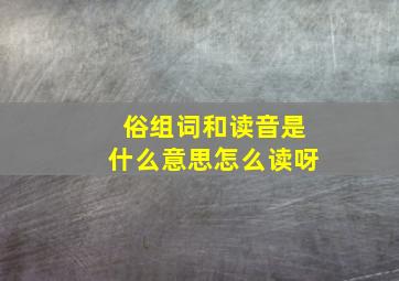 俗组词和读音是什么意思怎么读呀