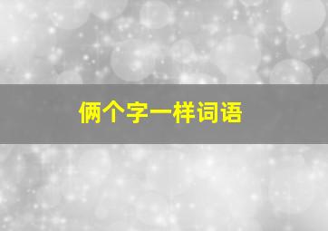 俩个字一样词语