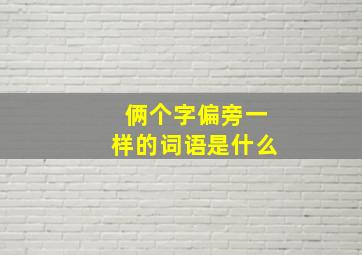 俩个字偏旁一样的词语是什么