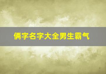 俩字名字大全男生霸气