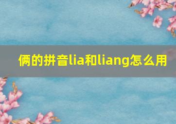 俩的拼音lia和liang怎么用