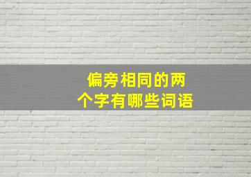 偏旁相同的两个字有哪些词语