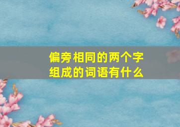 偏旁相同的两个字组成的词语有什么