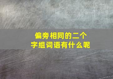 偏旁相同的二个字组词语有什么呢