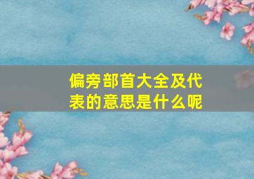 偏旁部首大全及代表的意思是什么呢