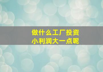 做什么工厂投资小利润大一点呢