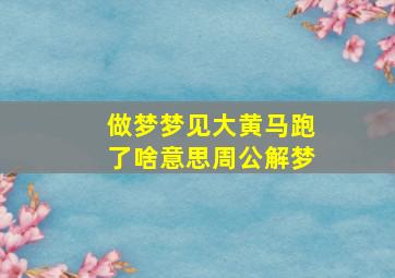 做梦梦见大黄马跑了啥意思周公解梦