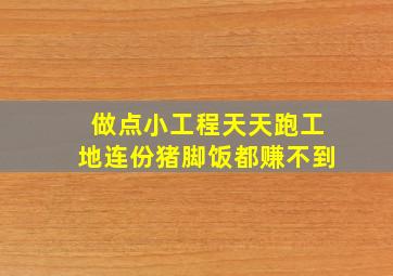 做点小工程天天跑工地连份猪脚饭都赚不到