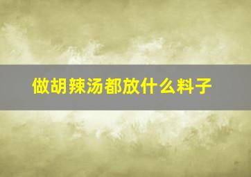 做胡辣汤都放什么料子