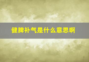 健脾补气是什么意思啊