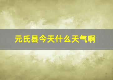 元氏县今天什么天气啊