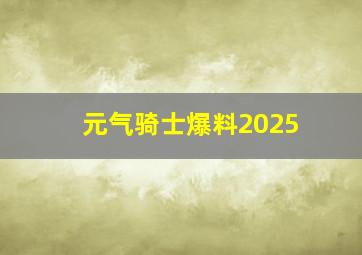 元气骑士爆料2025