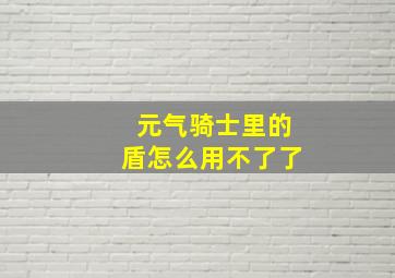 元气骑士里的盾怎么用不了了