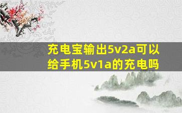 充电宝输出5v2a可以给手机5v1a的充电吗