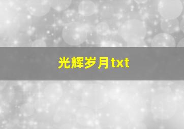 光辉岁月txt