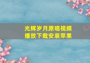 光辉岁月原唱视频播放下载安装苹果