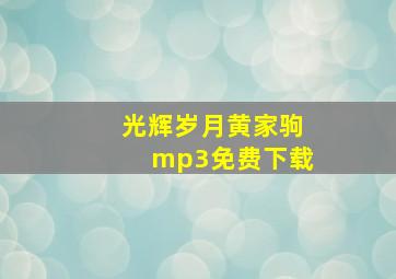 光辉岁月黄家驹mp3免费下载