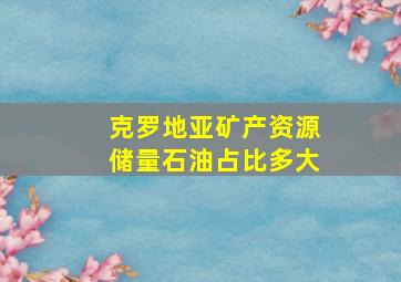 克罗地亚矿产资源储量石油占比多大