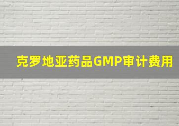 克罗地亚药品GMP审计费用