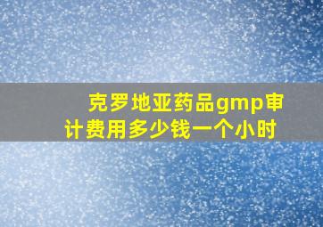 克罗地亚药品gmp审计费用多少钱一个小时