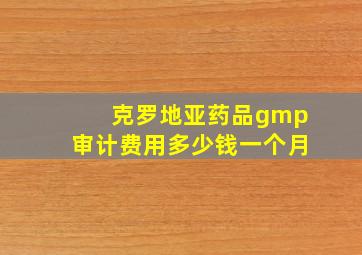 克罗地亚药品gmp审计费用多少钱一个月