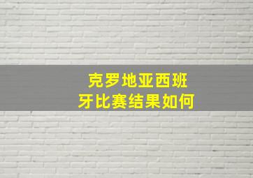 克罗地亚西班牙比赛结果如何