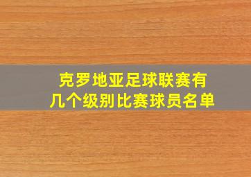 克罗地亚足球联赛有几个级别比赛球员名单