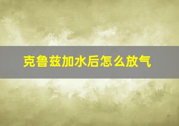 克鲁兹加水后怎么放气