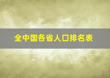 全中国各省人口排名表