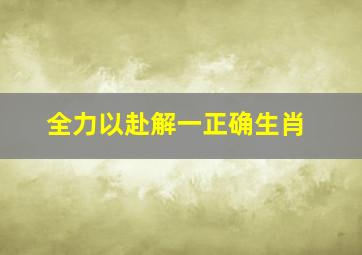 全力以赴解一正确生肖