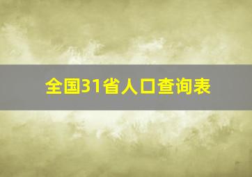 全国31省人口查询表