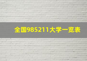 全国985211大学一览表