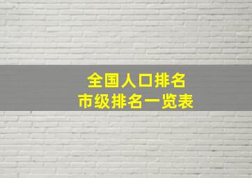 全国人口排名市级排名一览表