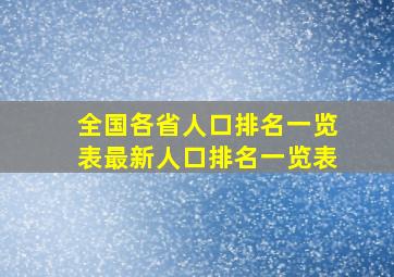 全国各省人口排名一览表最新人口排名一览表