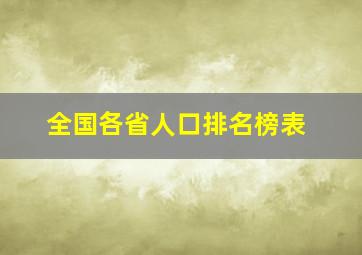 全国各省人口排名榜表