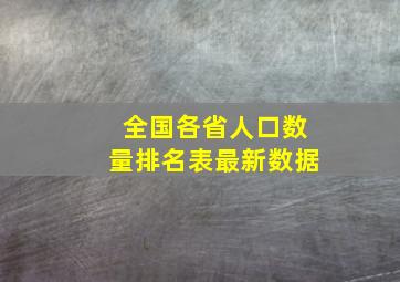 全国各省人口数量排名表最新数据