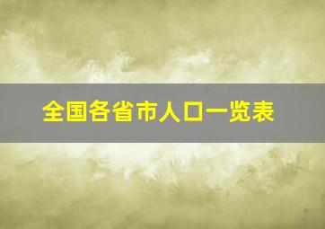 全国各省市人口一览表